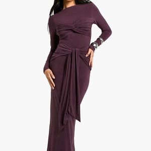 ISO BOOHOO Ruched Detail Twist Maxi Dress